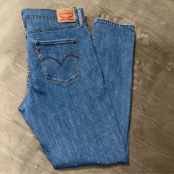 LEVI’S 31 Azure Blue Polka Dot 311 Shaping Skinny Stretch Jeans - Picture 15 of 16